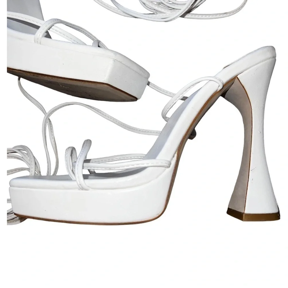 ▶️ Jeffrey Campbell ◀️ Primadonna Wrap Platform Sandal White. 7.